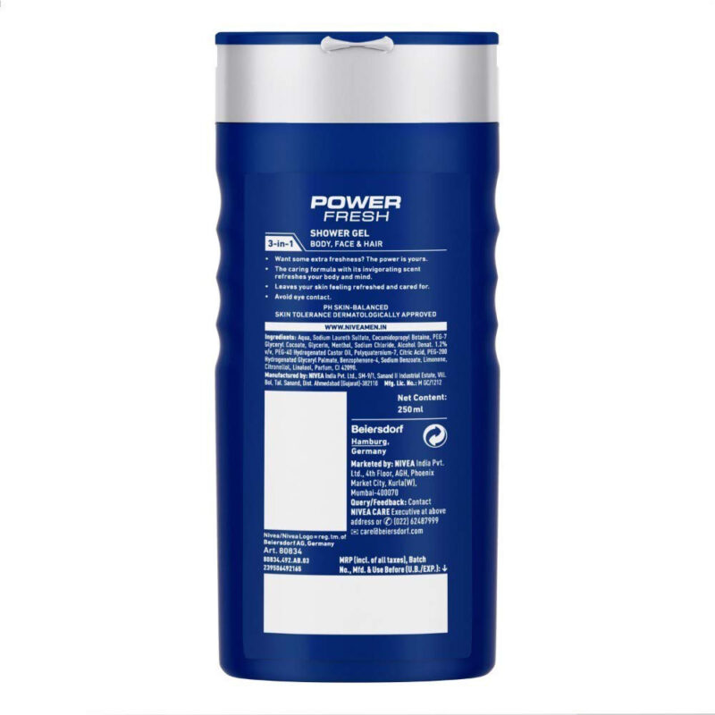 NIVEA MEN Power Fresh Body Wash, Shower Gel